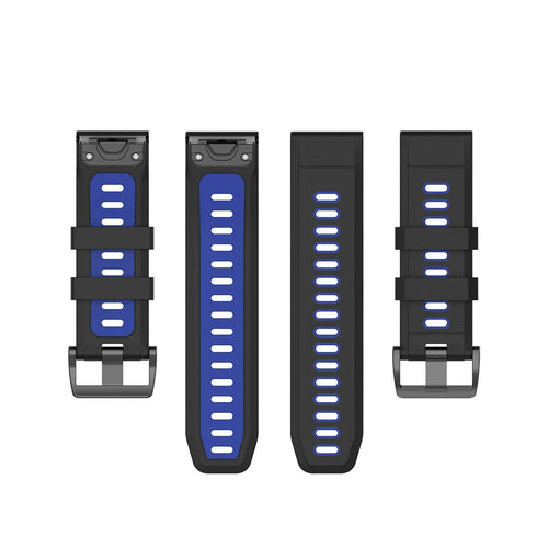 Silicone Sport Buckle Strap, laid flat, separate parts, top and underside view
