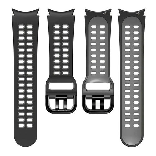 Silicone Squared Sport Strap, laid flat, separate parts, top and underside view