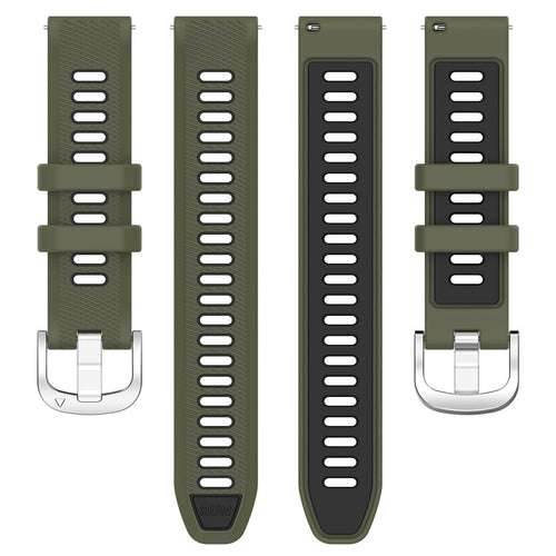 Silicone Buckled Sport Strap, laid flat, separate parts, top and underside view