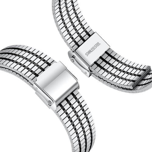 Fine Steel Strap, laid flat, separate parts, top and underside view