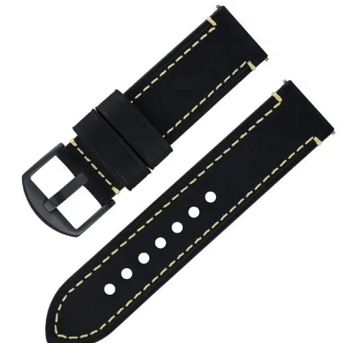 Genuine Leather Strap, laid flat, separate parts, top and underside view