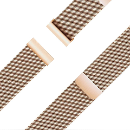 Milanese Loop Strap, rose gold, laid flat, joined, 45° top view