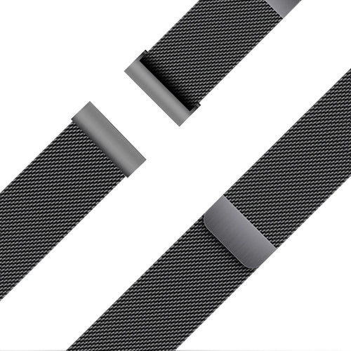 Milanese Loop Strap, black, laid flat, joined, 45° top view