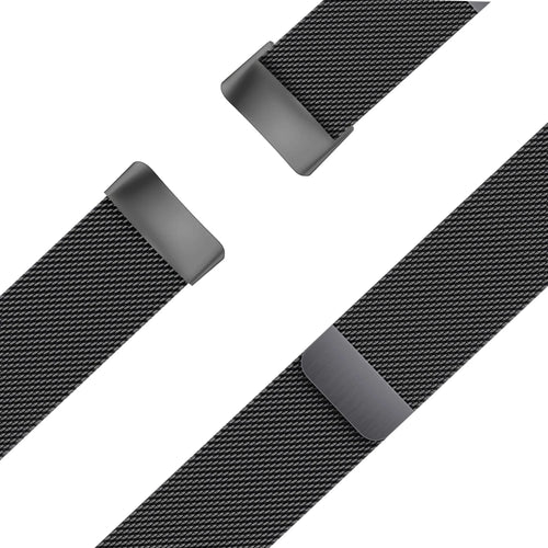 Milanese Loop Strap, black, laid flat, joined, 45° top view
