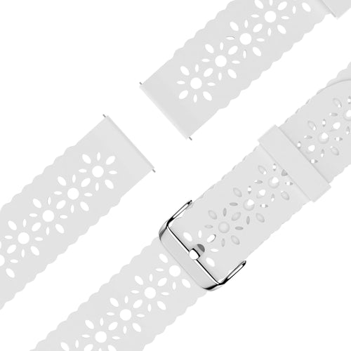 Patterned Silicone Strap, white, laid flat, joined, 45° top view