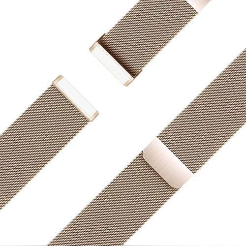 Milanese Loop Strap, rose gold, laid flat, joined, 45° top view