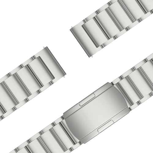 Titanium Link Strap, silver, laid flat, joined, 45° top view