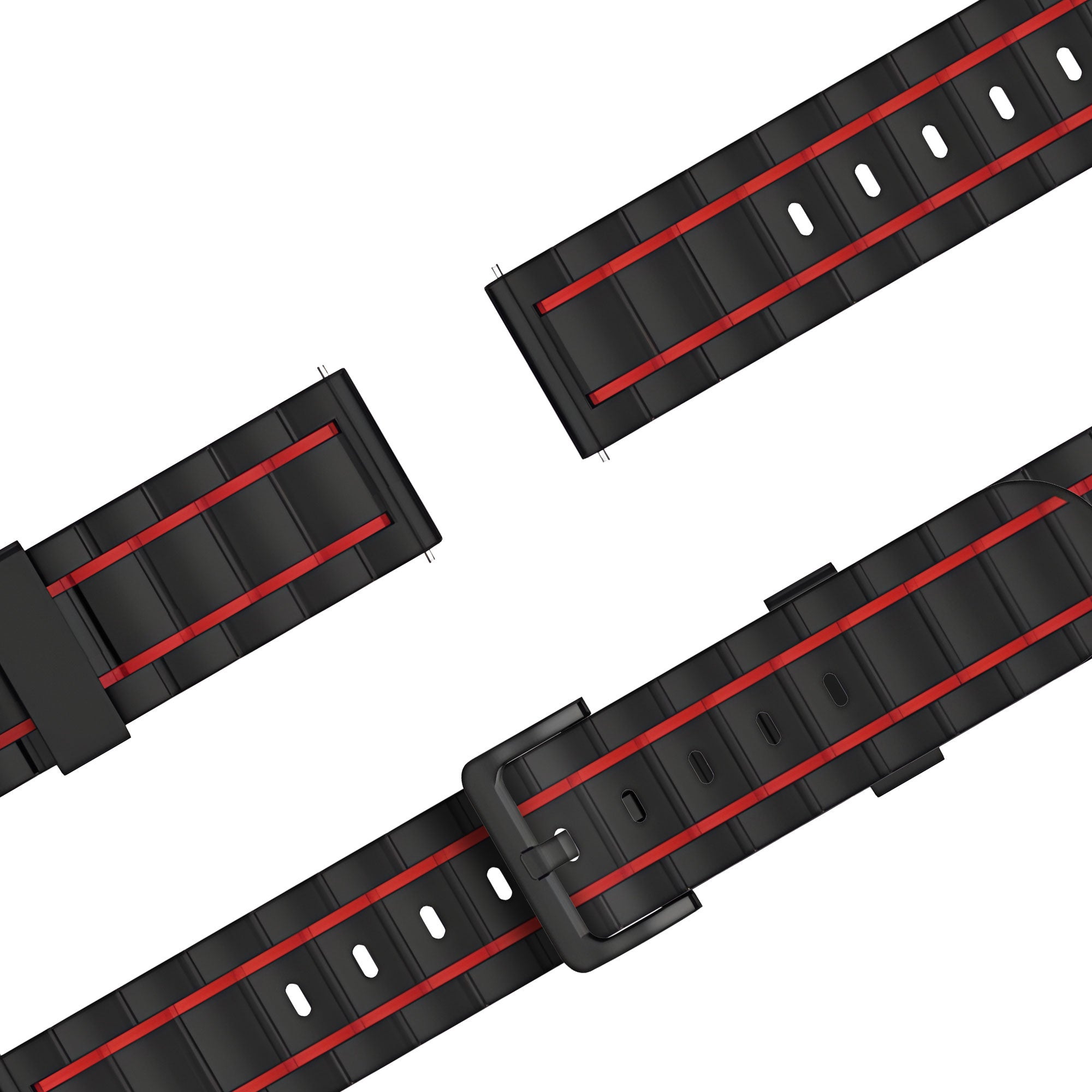 Bandz Bracelet sport à rayures Huawei Watch GT 6 - 46mm (noir/rouge)