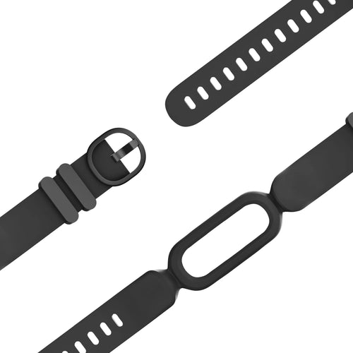 Silicone Strap, black, laid flat, joined, 45° top view