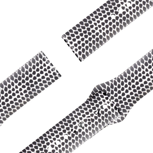 Silicone Patterned Strap, laid flat, joined, 45° top view
