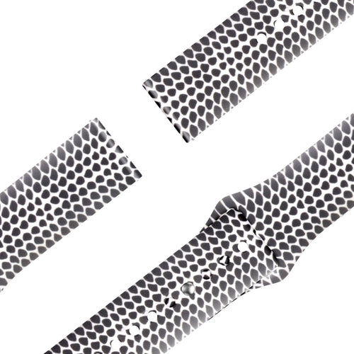 Silicone Patterned Strap, laid flat, joined, 45° top view