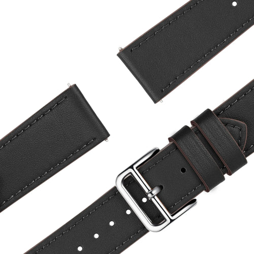 Leather Strap 'Deluxe', black, laid flat, joined, 45° top view