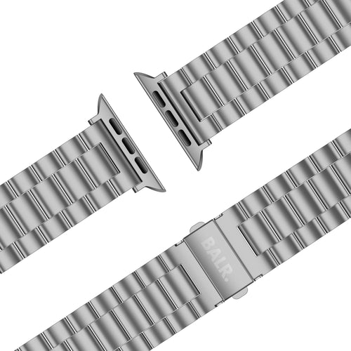 Titanium Strap, silver, laid flat, joined, 45° top view