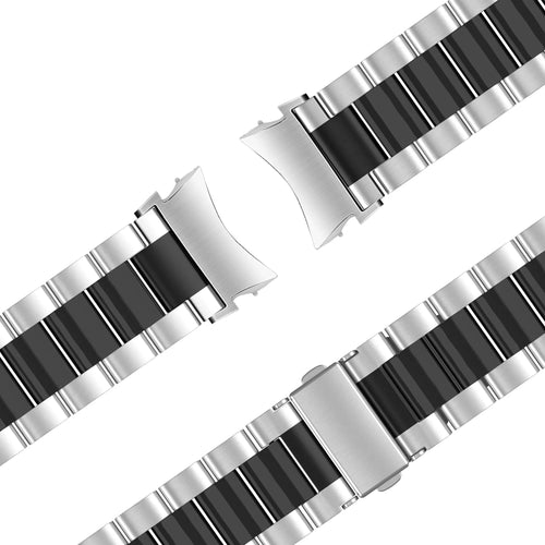 Steel Strap 'Classic', silver/black, laid flat, joined, 45° top view