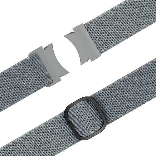 Nylon Elastic Strap 'Easy Fit', grey-blue, laid flat, joined, 45° top view