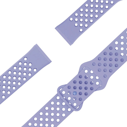 Silicone Sport Strap 'Air', lilac, laid flat, joined, 45° top view