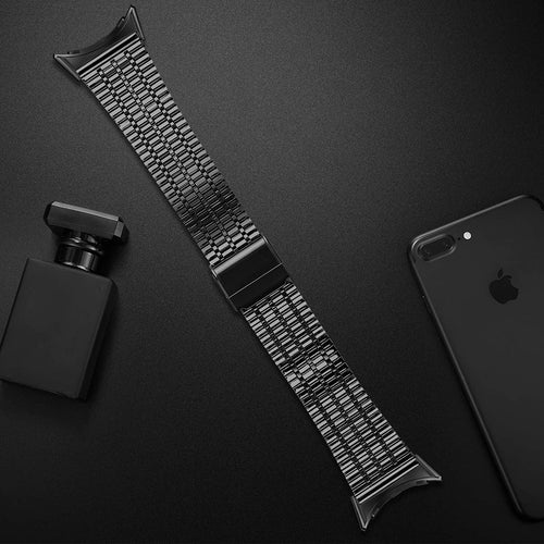 Fine Steel Strap, black, laid flat, joined, 45° top view