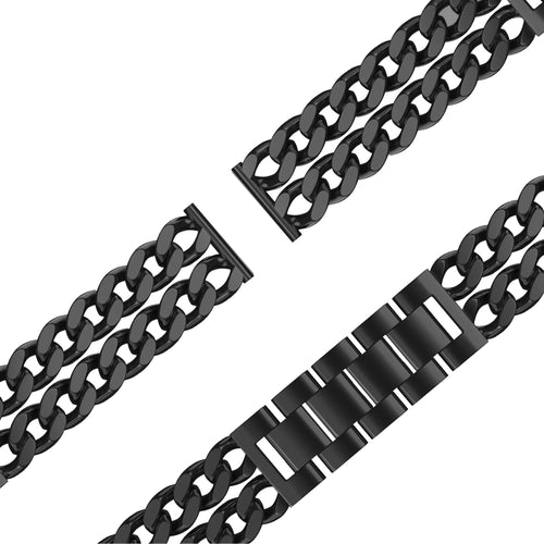 Metal Strap 'Double Chains', black, laid flat, joined, 45° top view