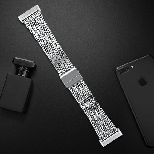 Fine Steel Strap, silver, laid flat, joined, 45° top view