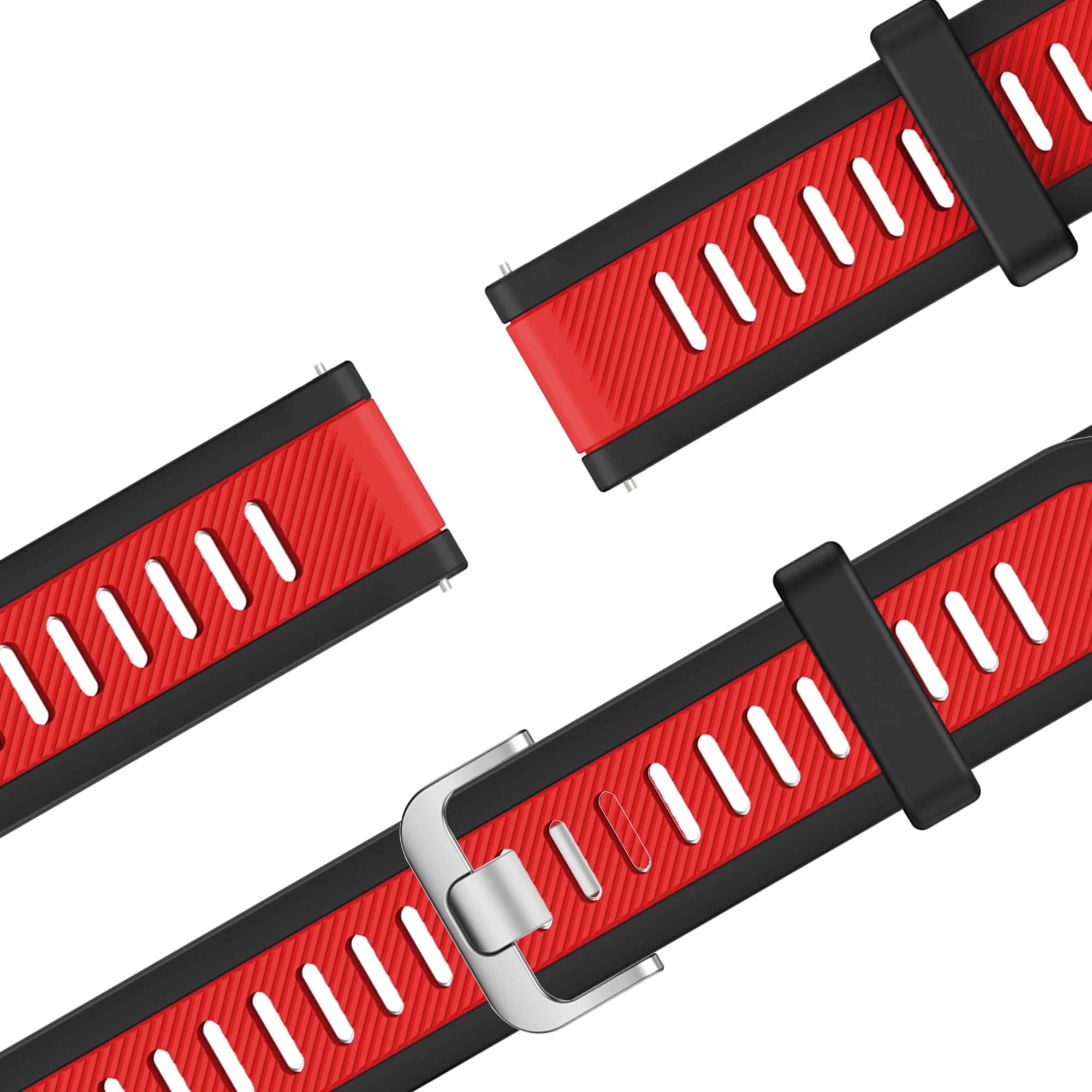 Bandz Garmin Vivoactive 4 Dual Buckled Sport Strap (Black/Red)