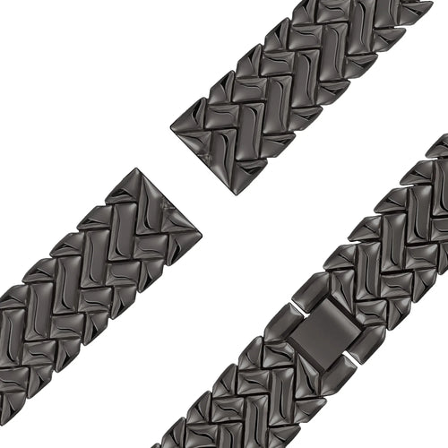 Metal Strap 'V-Type', black, laid flat, joined, 45° top view