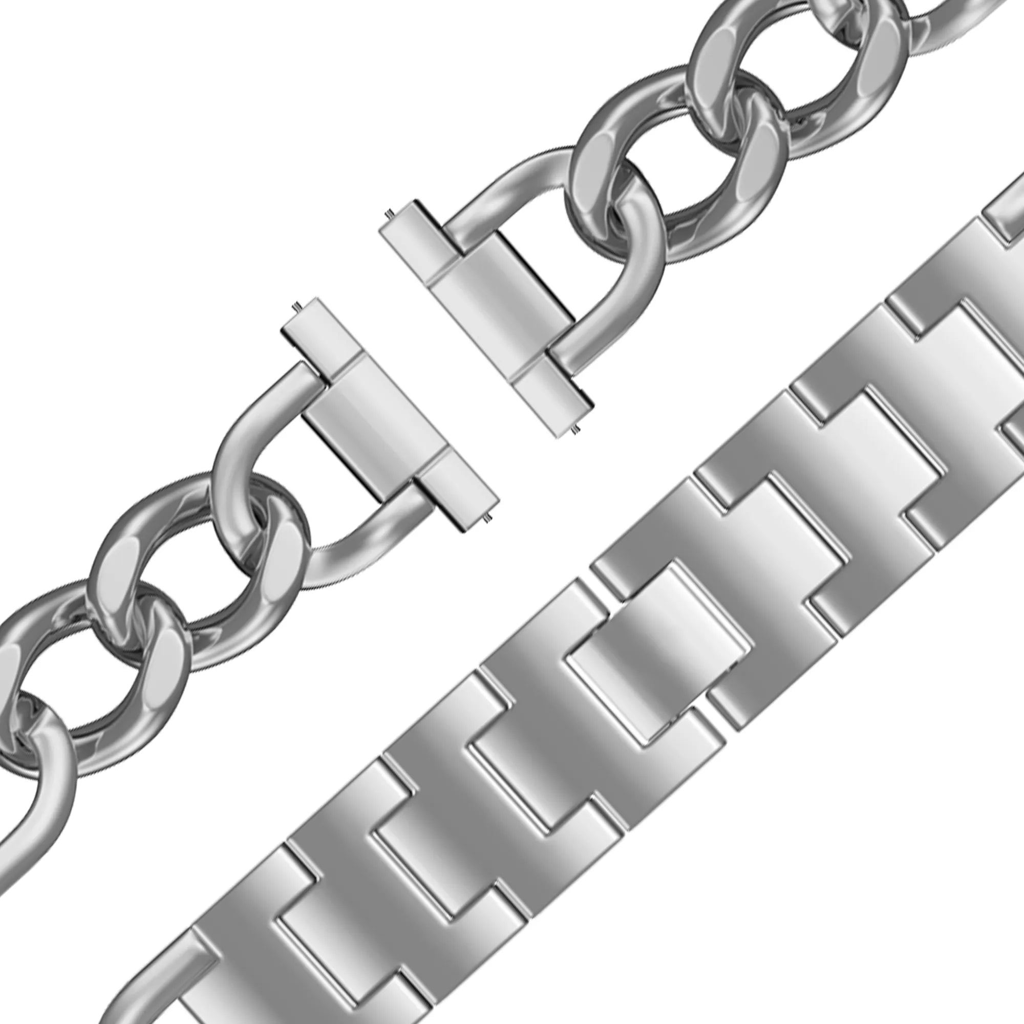Bandz Fossil Gen 6 - 42mm Metal Strap 'Chains' (Silver)