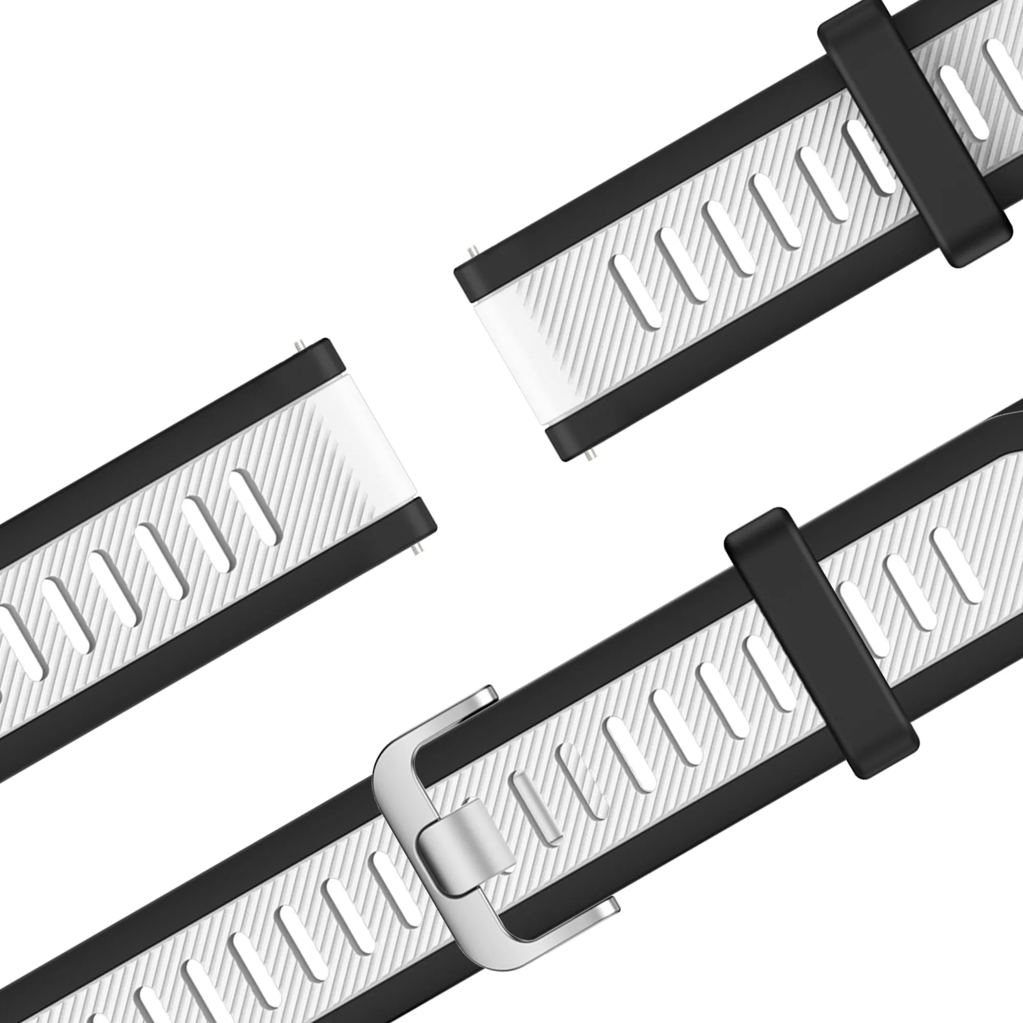 Bandz Garmin Vivoactive 4 Dual Buckled Sport Strap (Black/White)