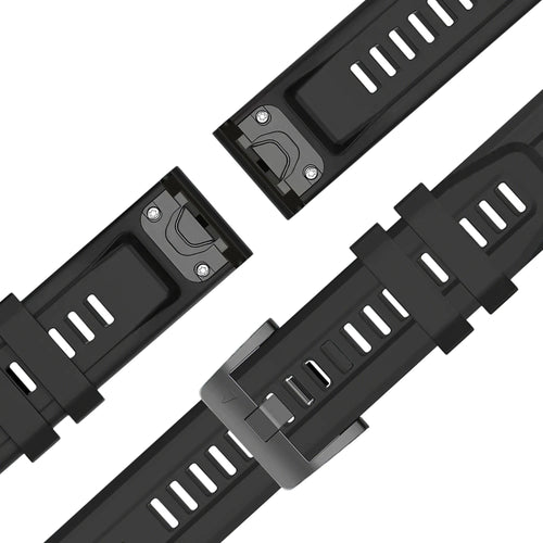 Silicone Strap 'Classic', black, laid flat, joined, 45° top view