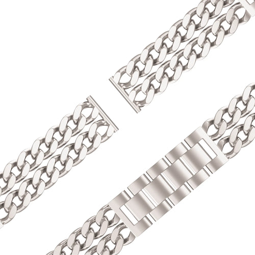 Metal Strap 'Double Chains', starlight, laid flat, joined, 45° top view