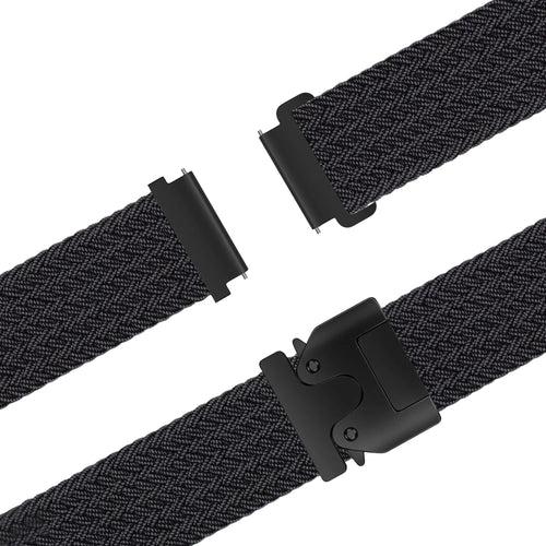 Nylon Braided Strap 'Parachute', graphite, laid flat, joined, 45° top view