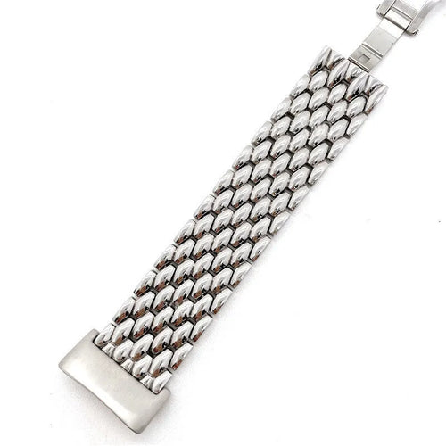 Steel Dragon Strap, silver, laid flat, joined, 45° top view