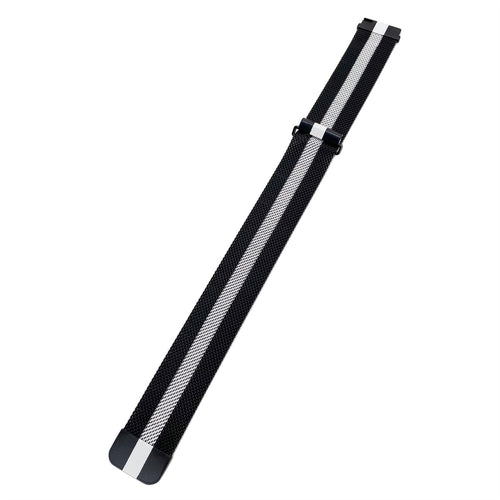 Milanese Strap, black/white, laid flat, joined, 45° top view