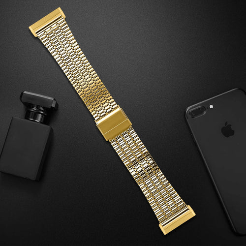Fine Steel Strap, gold, laid flat, joined, 45° top view