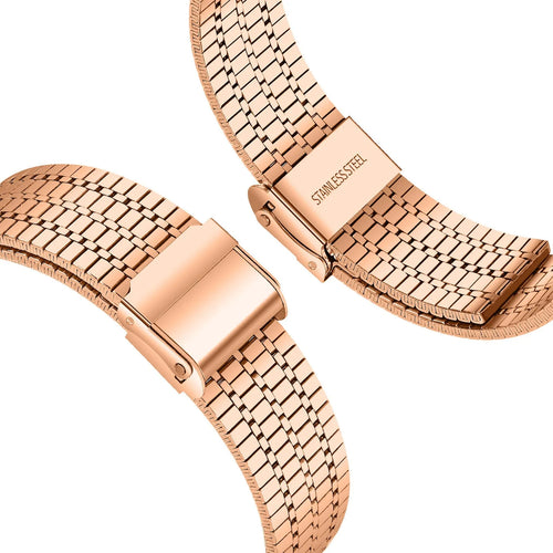 Fine Steel Strap, rose gold, laid flat, joined, 45° top view