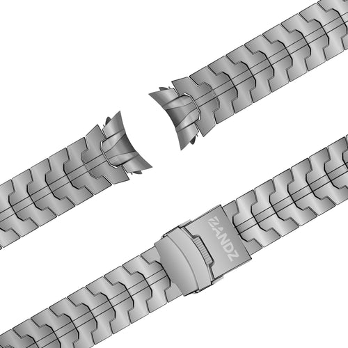 Steel Strap 'Iron', silver, laid flat, joined, 45° top view