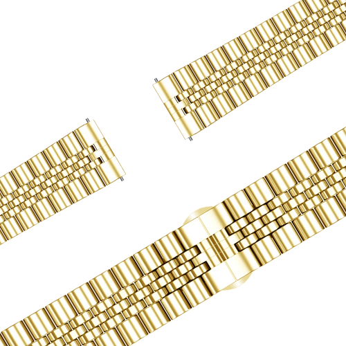 Steel Strap 'Jubilee', gold, laid flat, joined, 45° top view