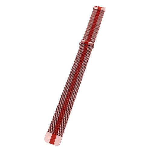 Milanese Strap, red/pink, laid flat, joined, 45° top view