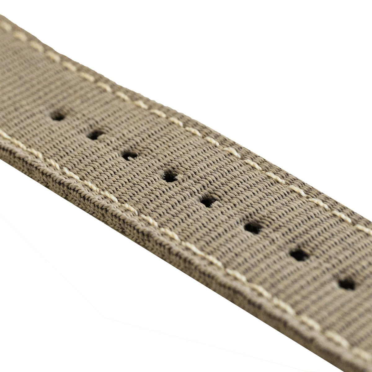 Nylon Buckle Strap, khaki, laid flat, joined, 45° top view