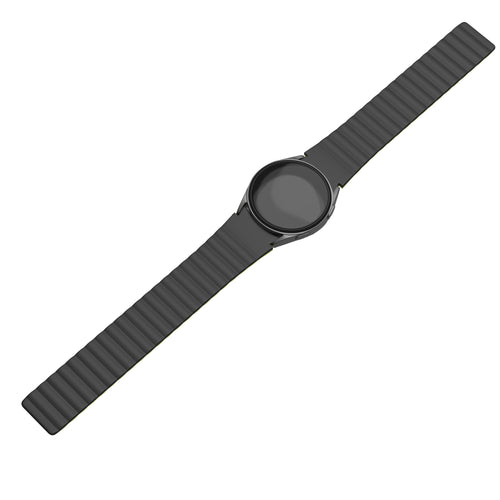 Magnetic Silicone Strap, black/yellow, laid flat, joined, 45° top view