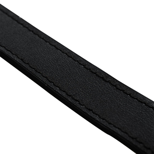 D-Buckle Leather Strap, black, laid flat, joined, 45° top view