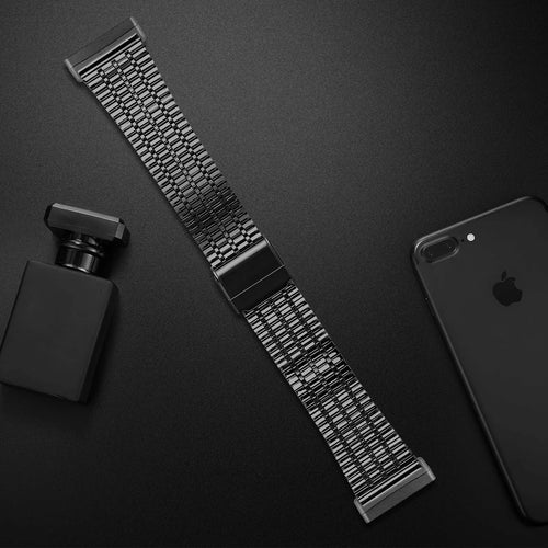 Fine Steel Strap, black, laid flat, joined, 45° top view
