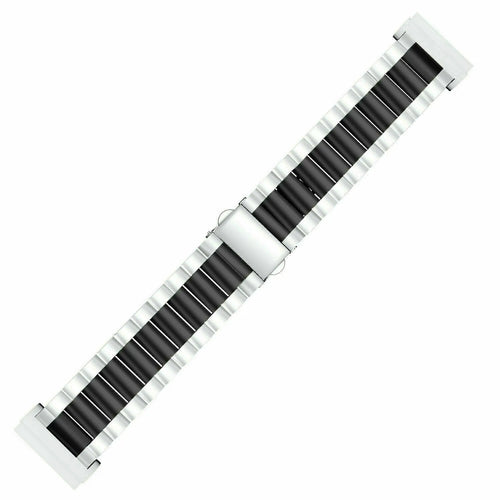 Steel Strap, silver/black, laid flat, joined, 45° top view