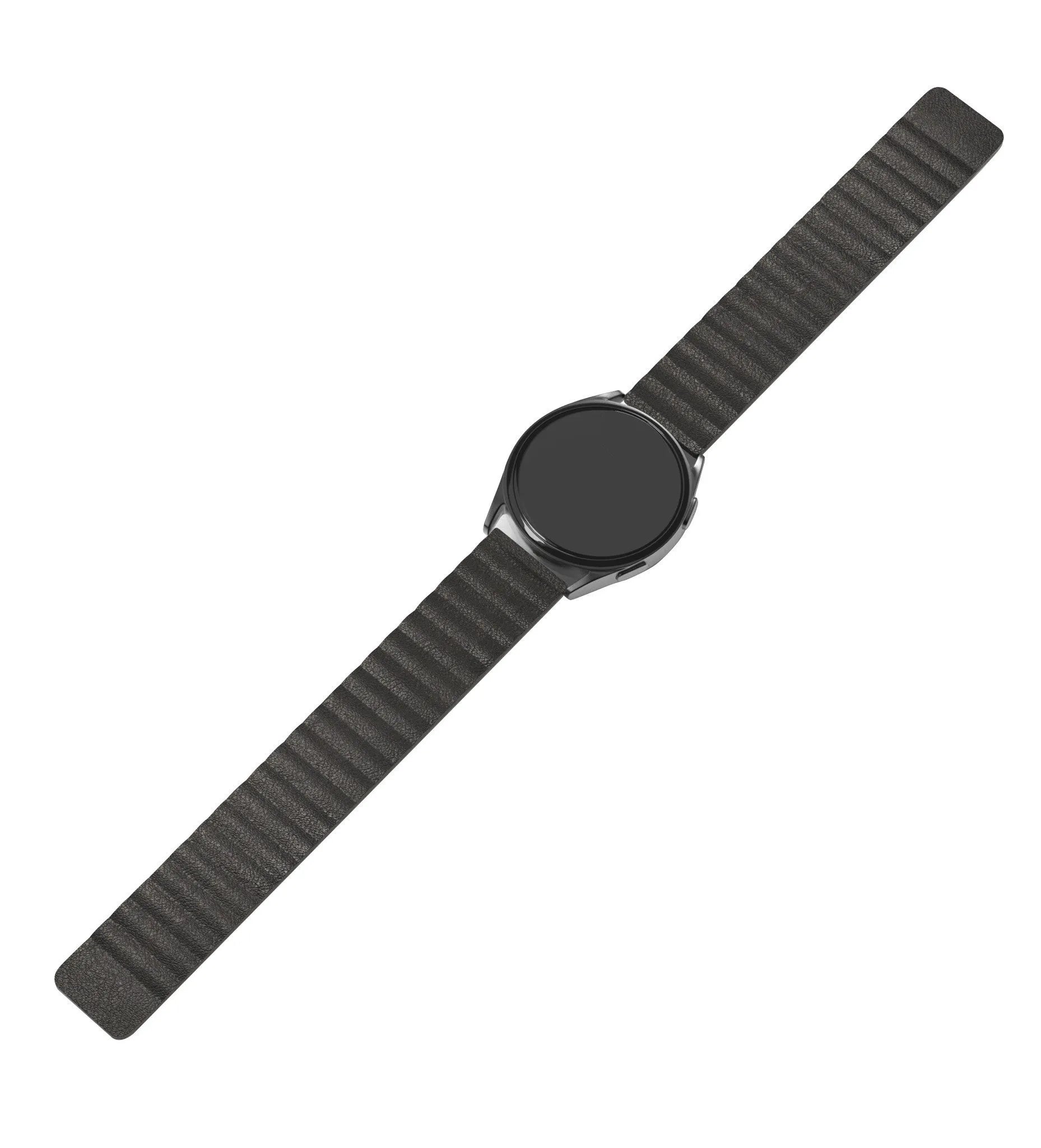 Leather Loop Strap, black, laid flat, joined, 45° top view