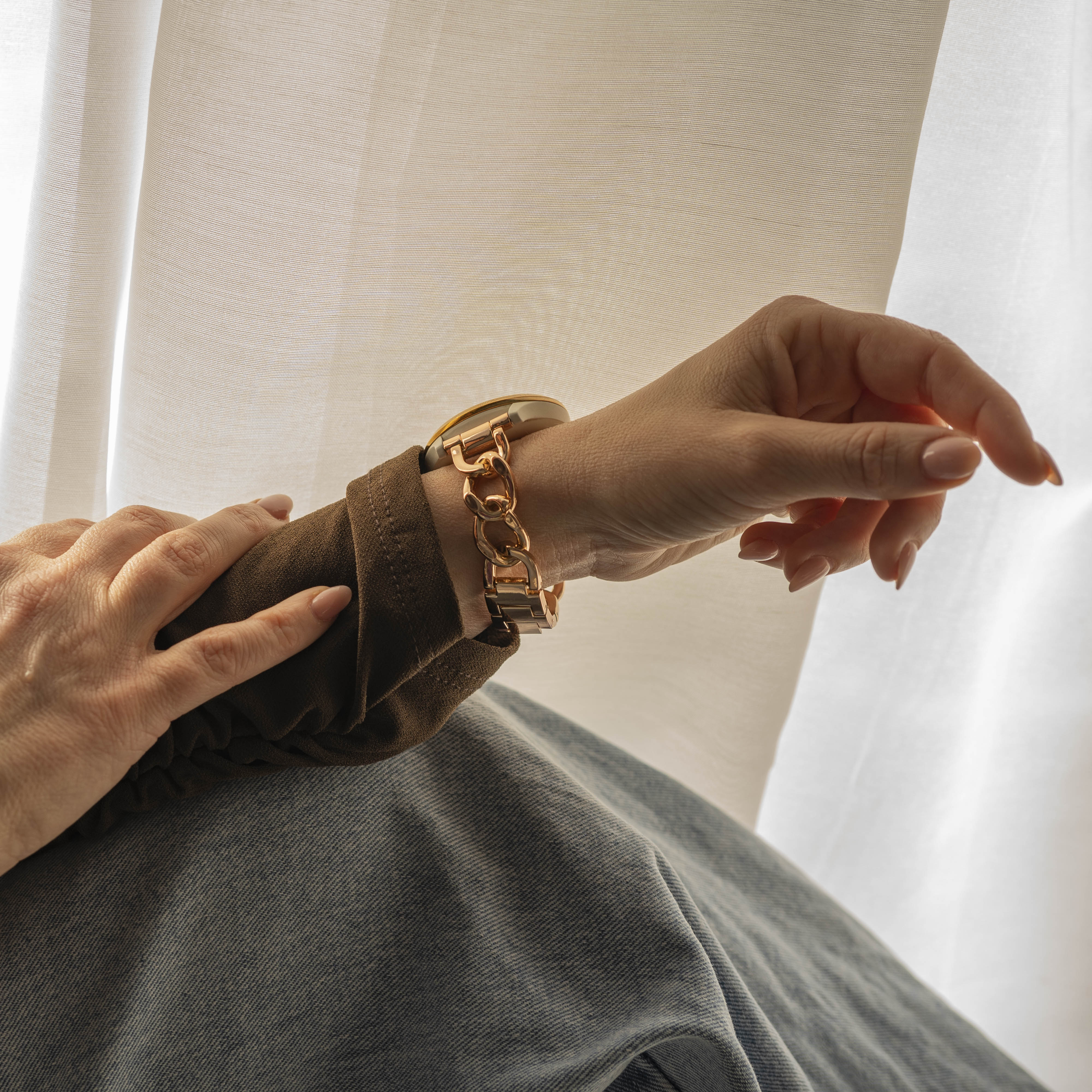 Amazfit Bip U (Pro) Steel Chain Strap (Rose Gold)