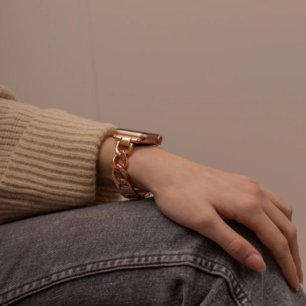 Bracelet chaîne acier Apple Watch (or rose)