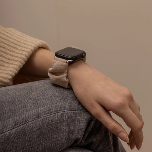 Apple Watch Scrunchie Strap (Shiny Beige)