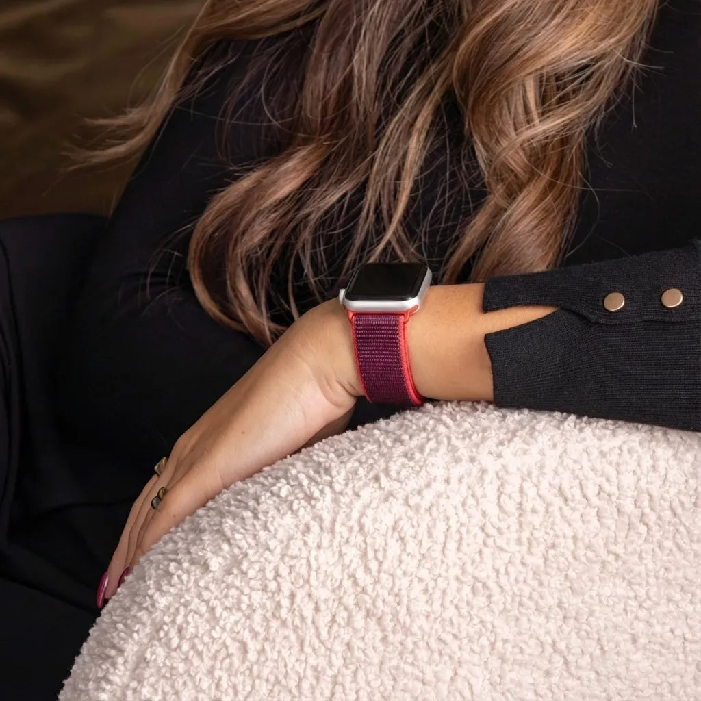 Bracelet nylon Apple Watch (violet/rouge)