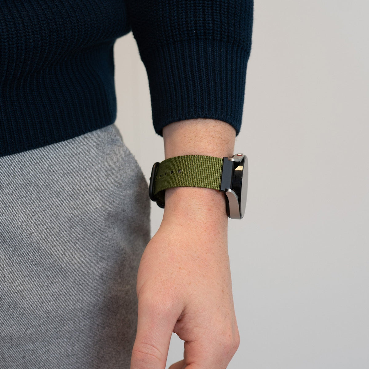 Buckled Nylon Strap, green, lifestyle photo
