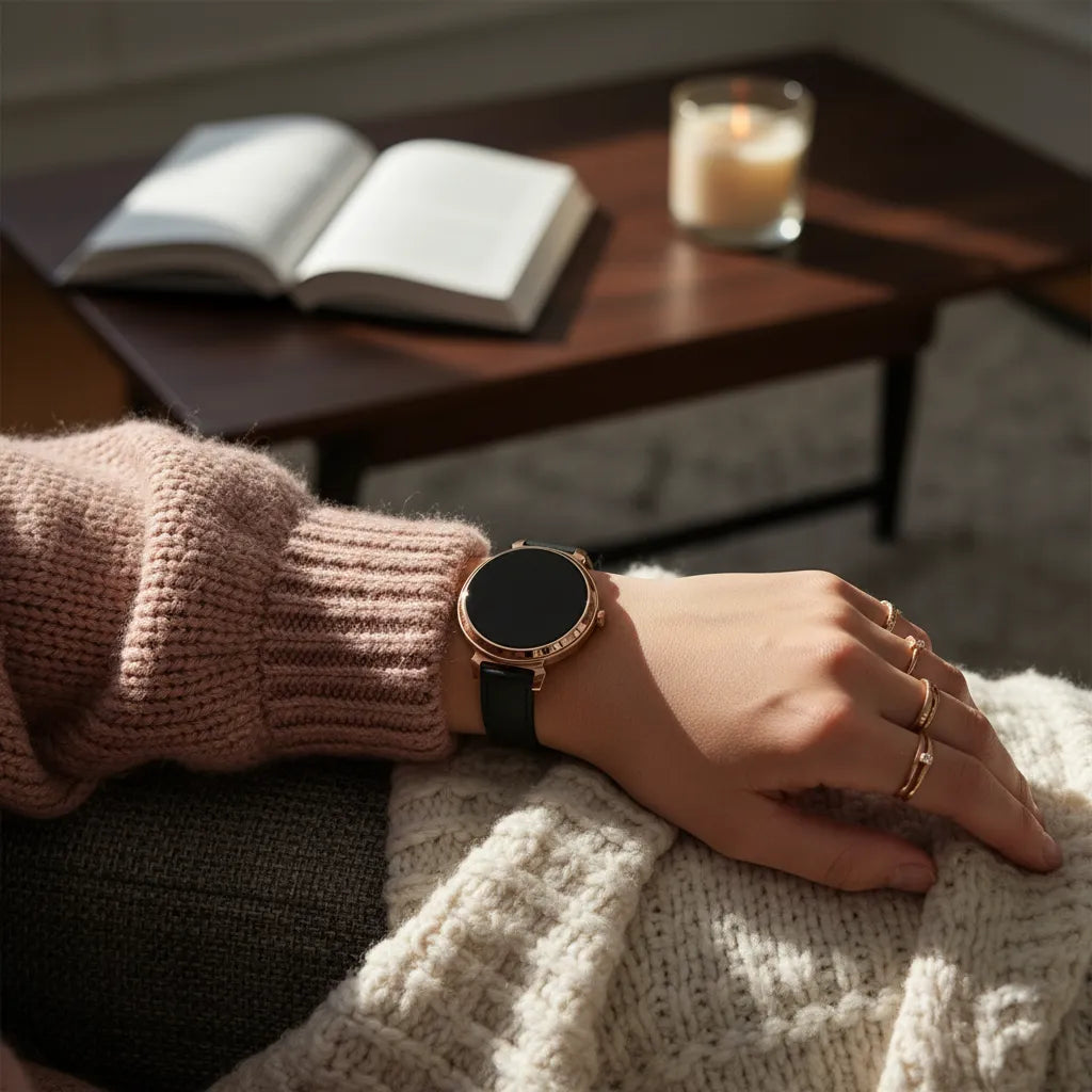 Bandz Bracelet cuir 'Deluxe' Pebble Round 2 - 14mm (noir)