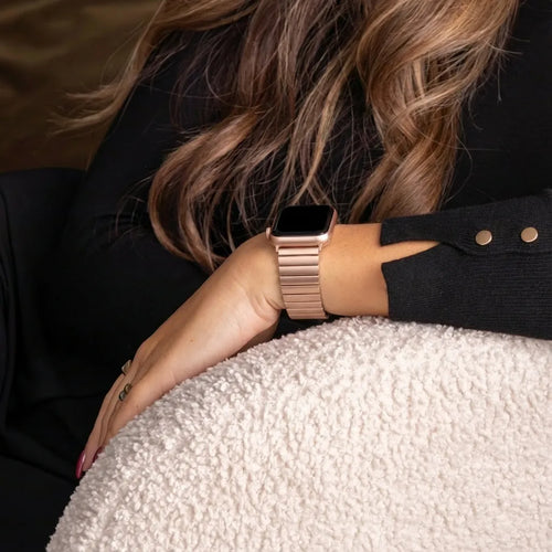 Bracelet extensible acier Apple Watch (or rose)